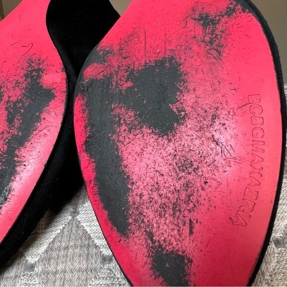 BCBGMAXAZRIA Black Suede Wedge Heeled Slip On Ankle Boots Booties Women's 9.5 - Picture 15 of 16